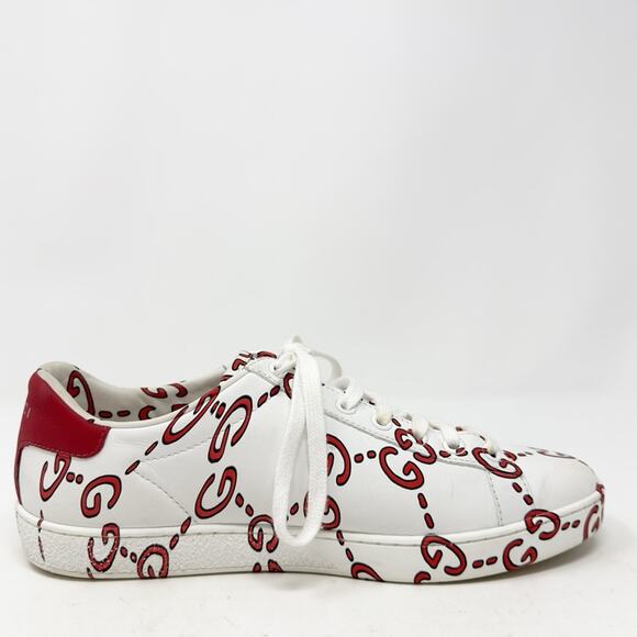Gucci Ace GG Print Leather Sneakers Size 38 - Picture 8 of 14